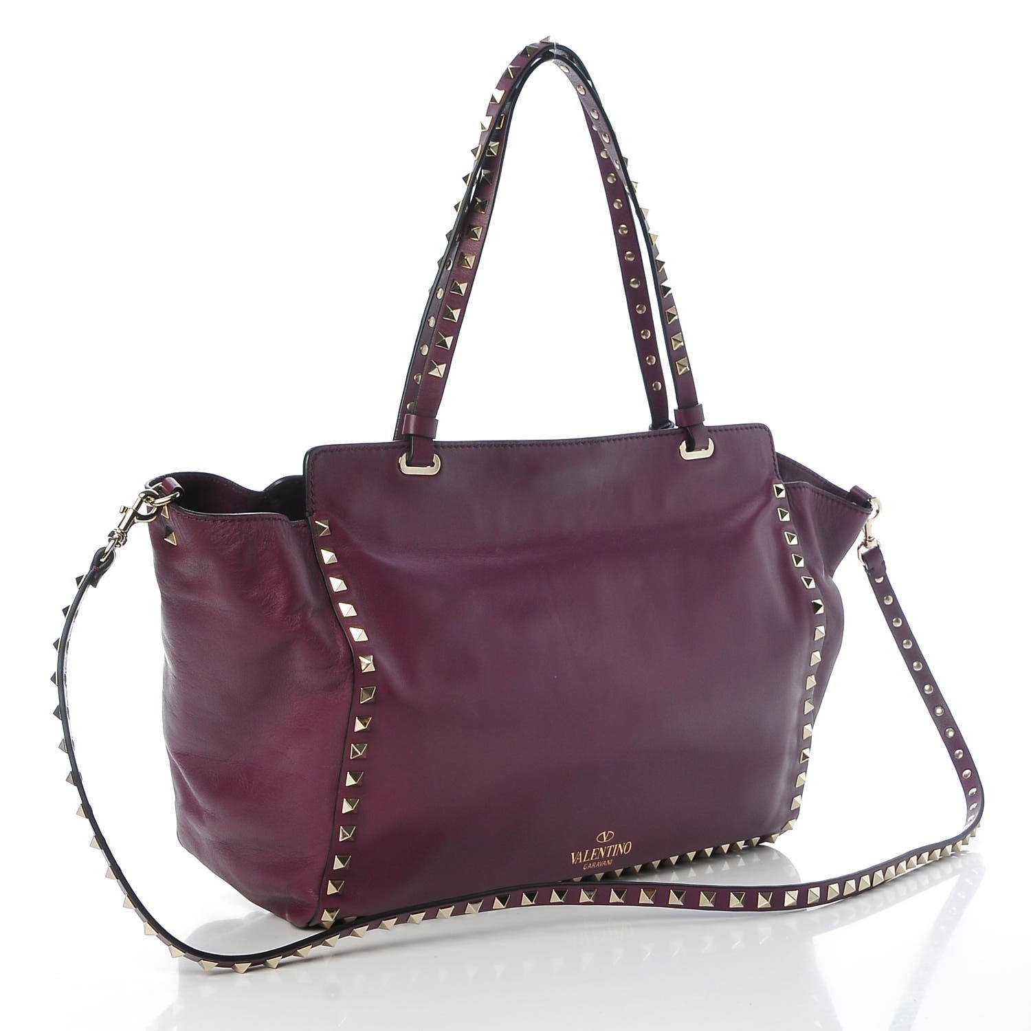 Valentino Garavani Vitello Medium Rockstud Tote Grape 4 of 9