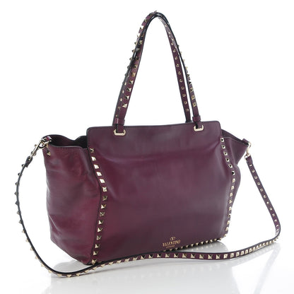 Valentino Garavani Vitello Medium Rockstud Tote Grape 4 of 9