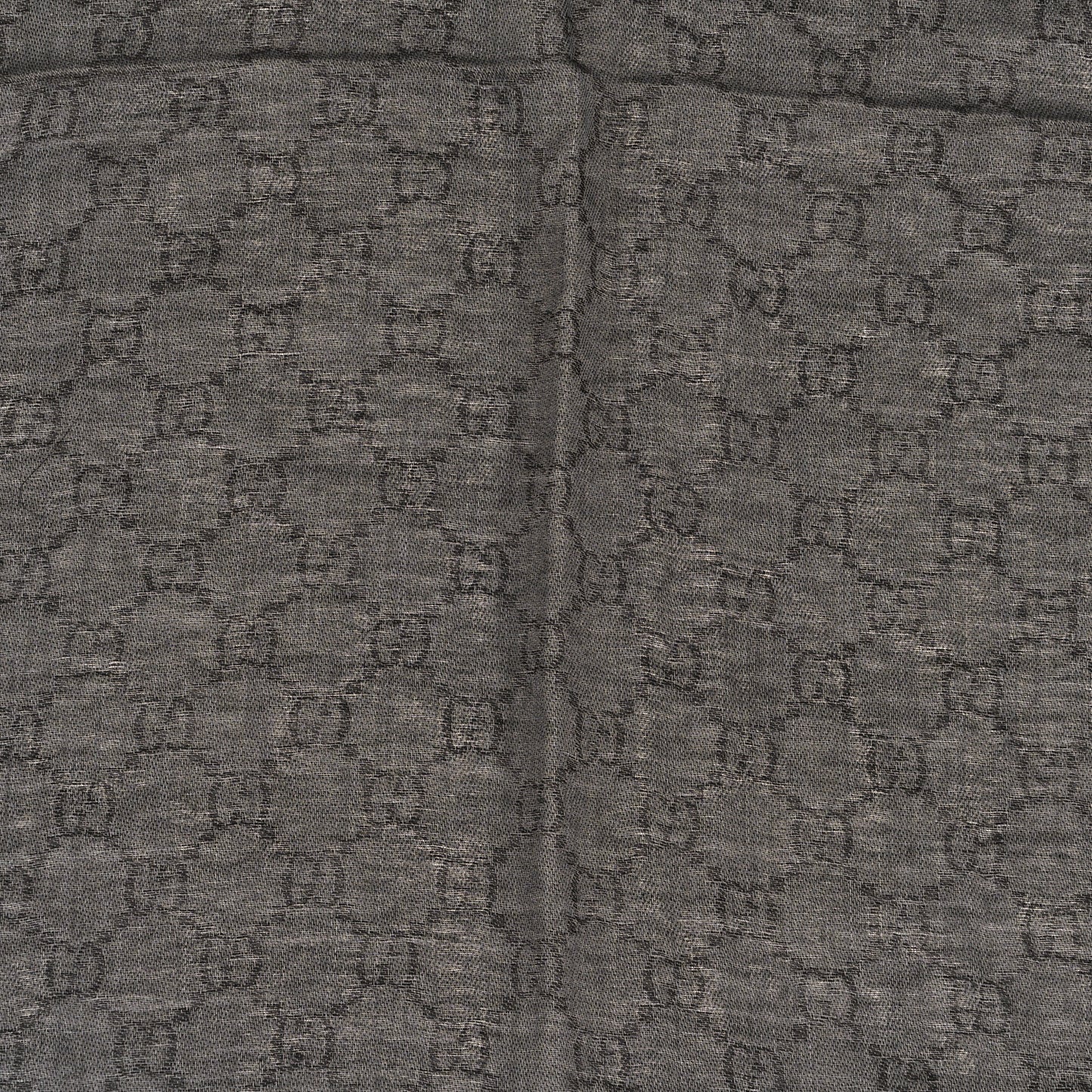 Wool Silk GG Monogram Diamante Plaid Surviee Shawl Graphite Black