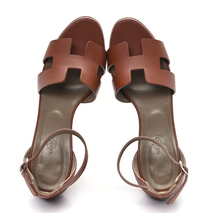 Hermes Calfskin Legend Wedge Sandals 39 Gold 2 of 10