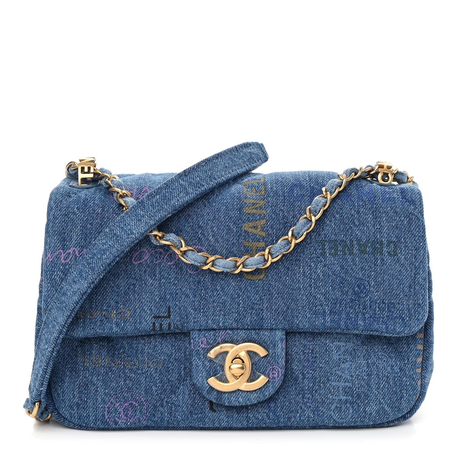 Chanel Denim Quilted Mini Denim Mood Rectangular Flap Blue Multicolor 1 of 10