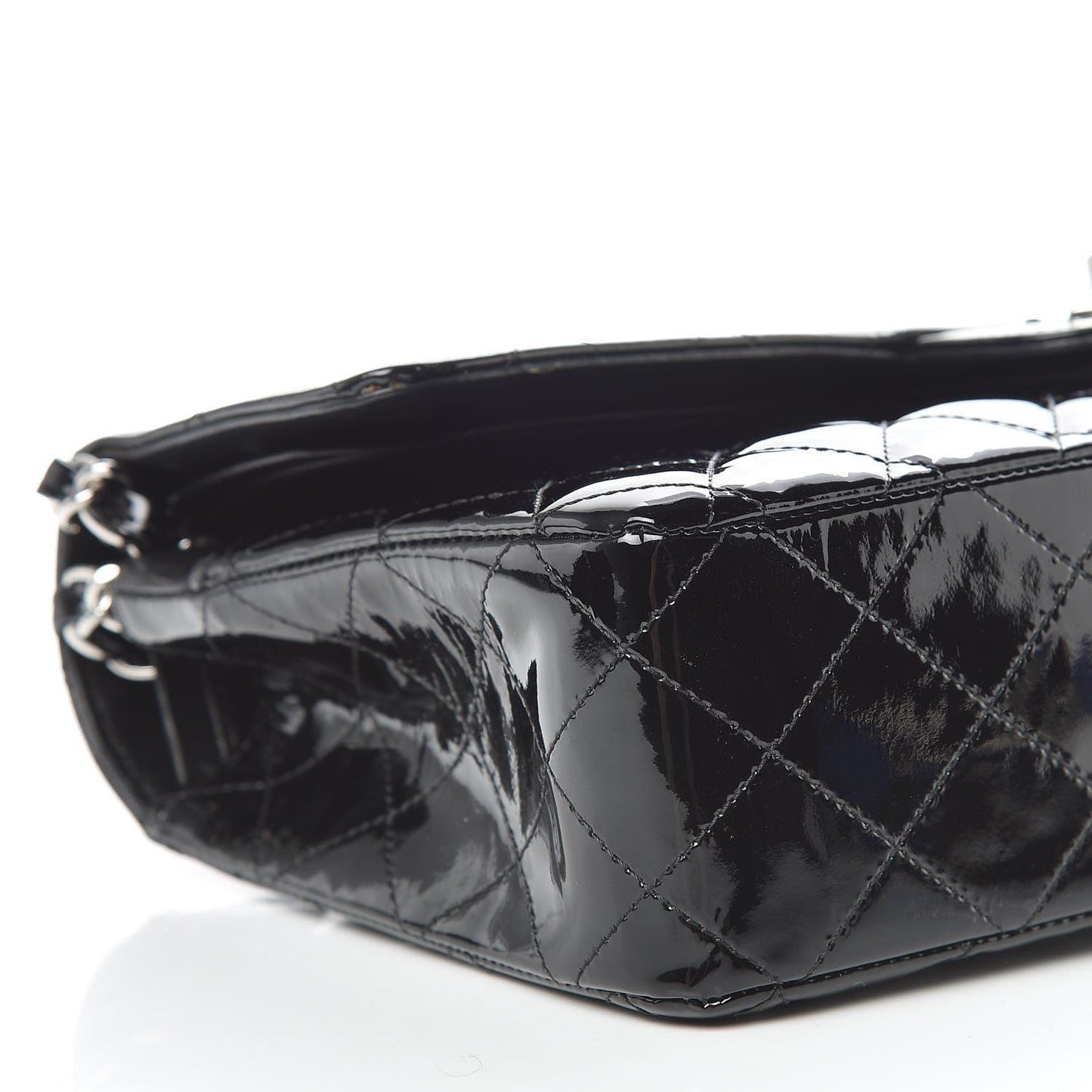 Patent Quilted Medium Double Flap Black