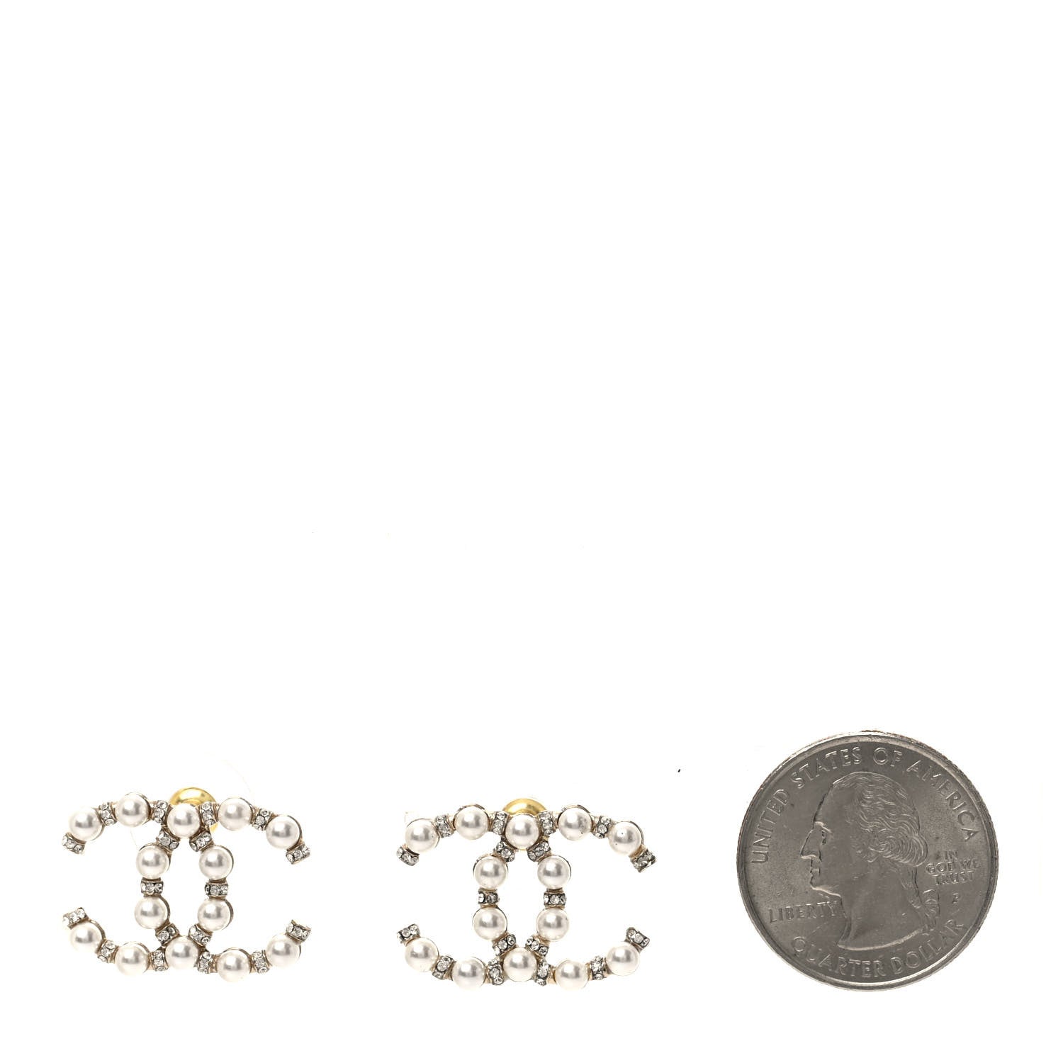 Chanel Pearl Crystal Nefertiti CC Earrings Gold 2 of 4