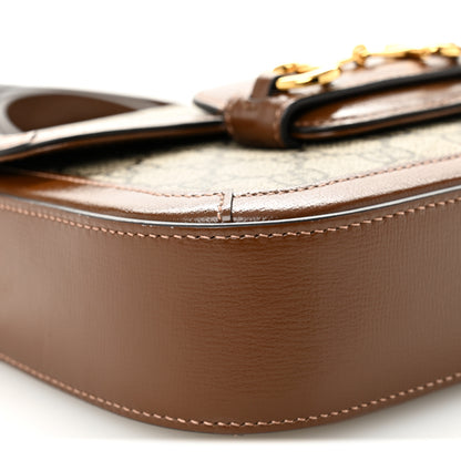 Gucci GG Supreme Monogram Web Mini Horsebit 1955 Shoulder Bag Beige Ebony Brown Sugar 9 of 10