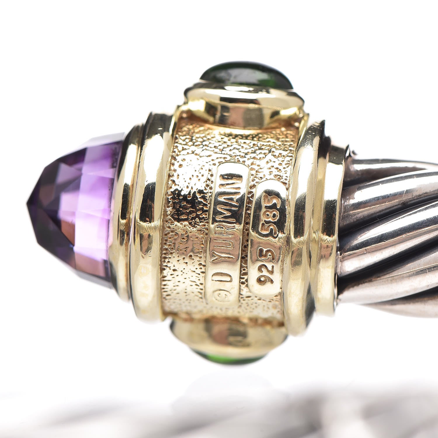 David Yurman Sterling Silver 14K Yellow Gold Amethyst Rhodolite Garnet Peridot 10mm Cable Renaissance Bracelet 5 of 5