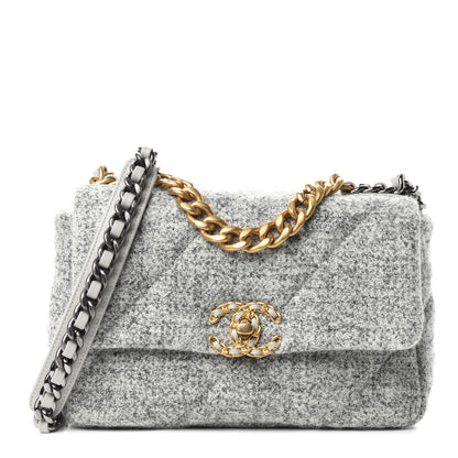 Chanel Tweed Quilted Medium Chanel 19 Flap Grey Ecru 1 of 11