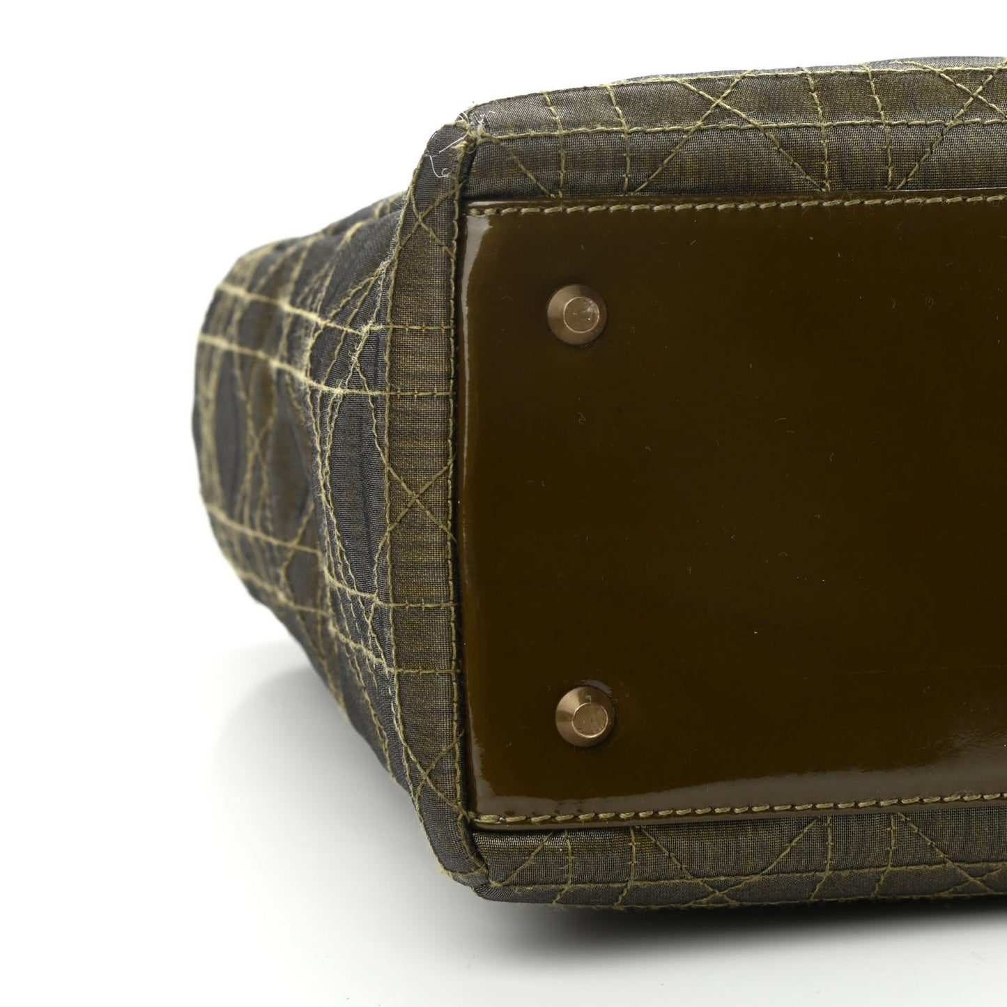 Coated Canvas Patent Cannage Medium Lady Dior Dark Green