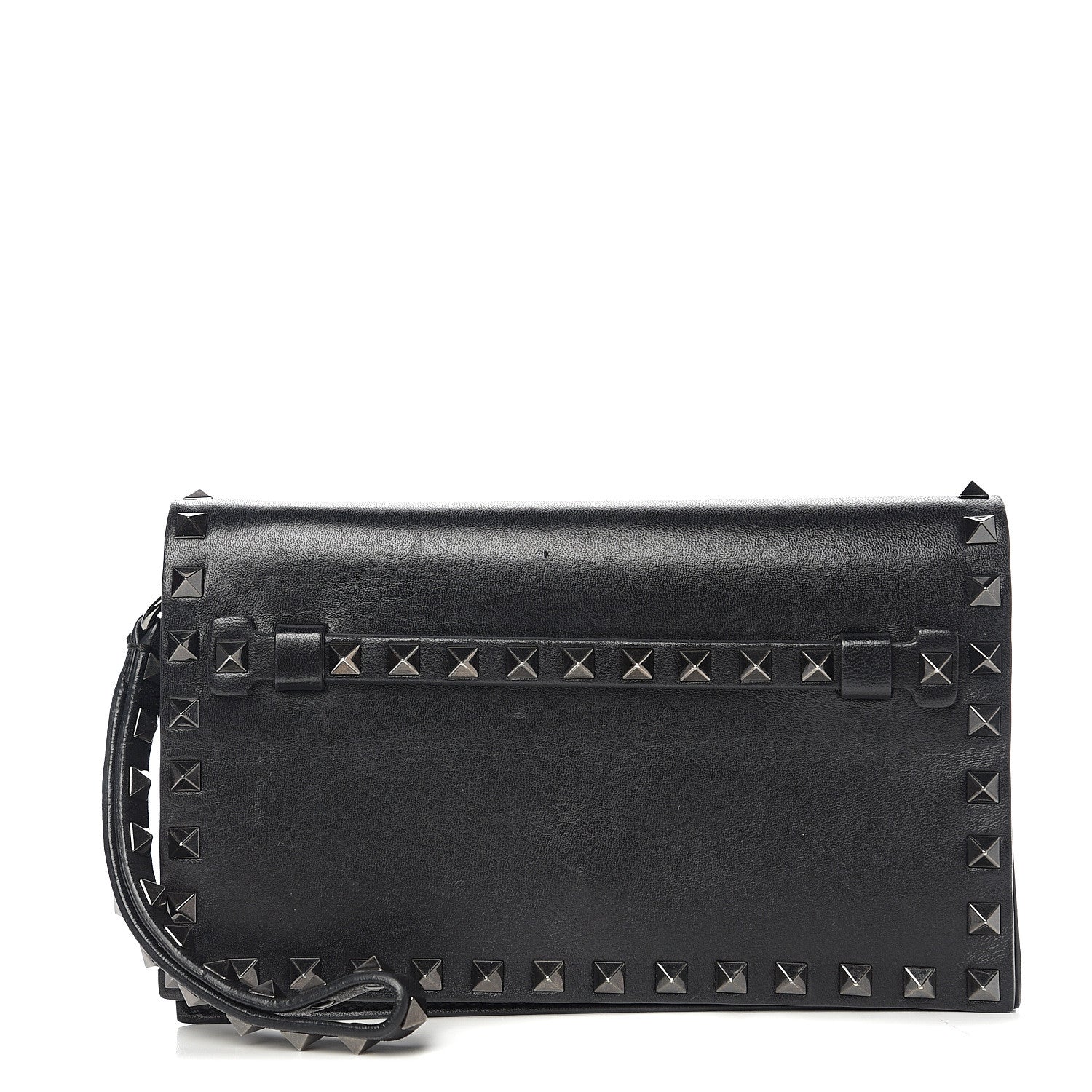 Valentino Garavani Nappa Small Rockstud Wristlet Clutch Black 1 of 9