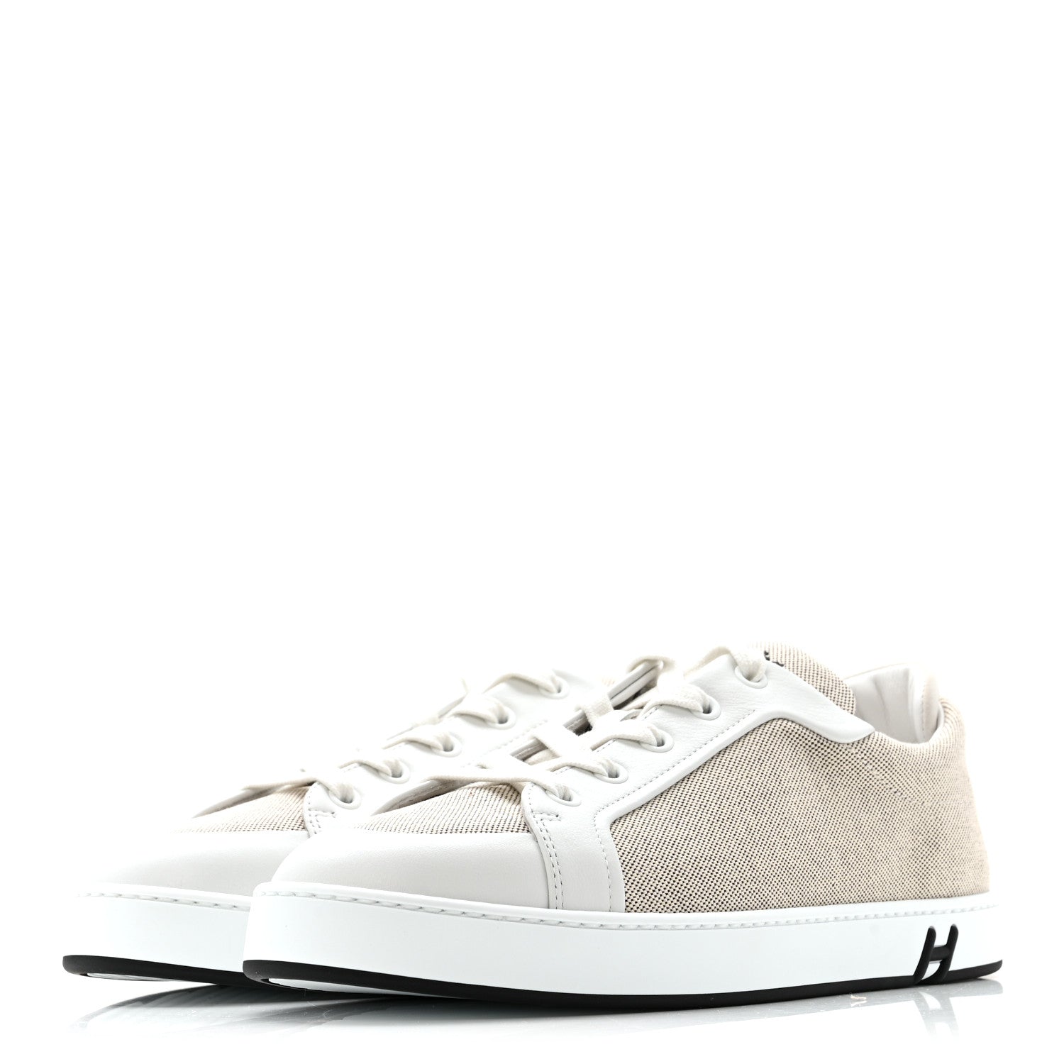 Hermes Calfskin Canvas Kid Sneakers 38 Prunoir White 3 of 10