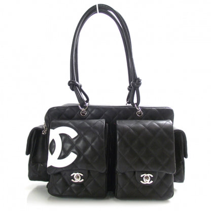 Chanel Calfskin Quilted Large Cambon Multipocket Reporter Black White 1 of 10