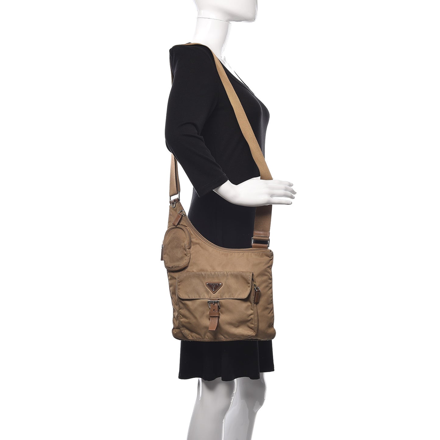 Nylon Vela Sling Messenger Bag Cammello