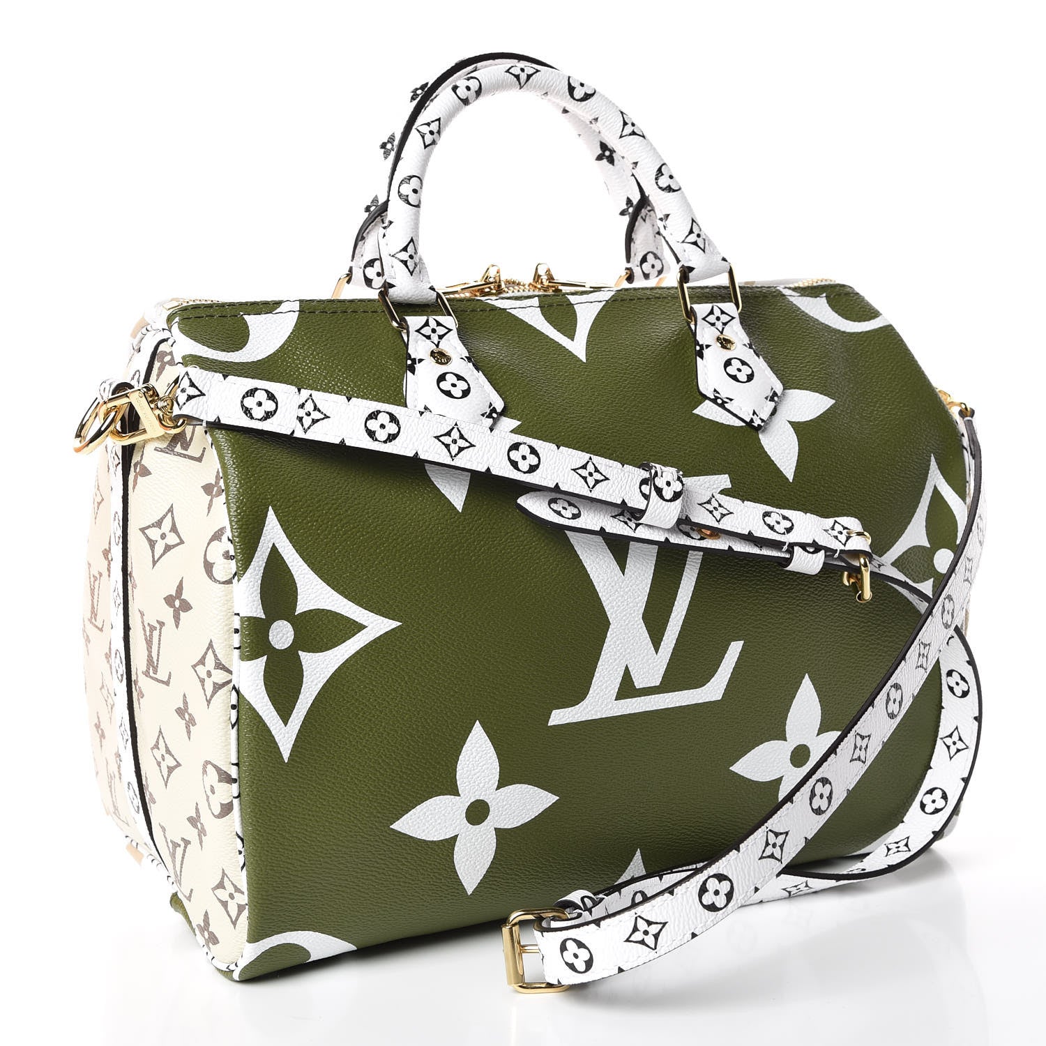 Louis Vuitton Monogram Giant Speedy Bandouliere 30 Kaki Beige 3 of 10