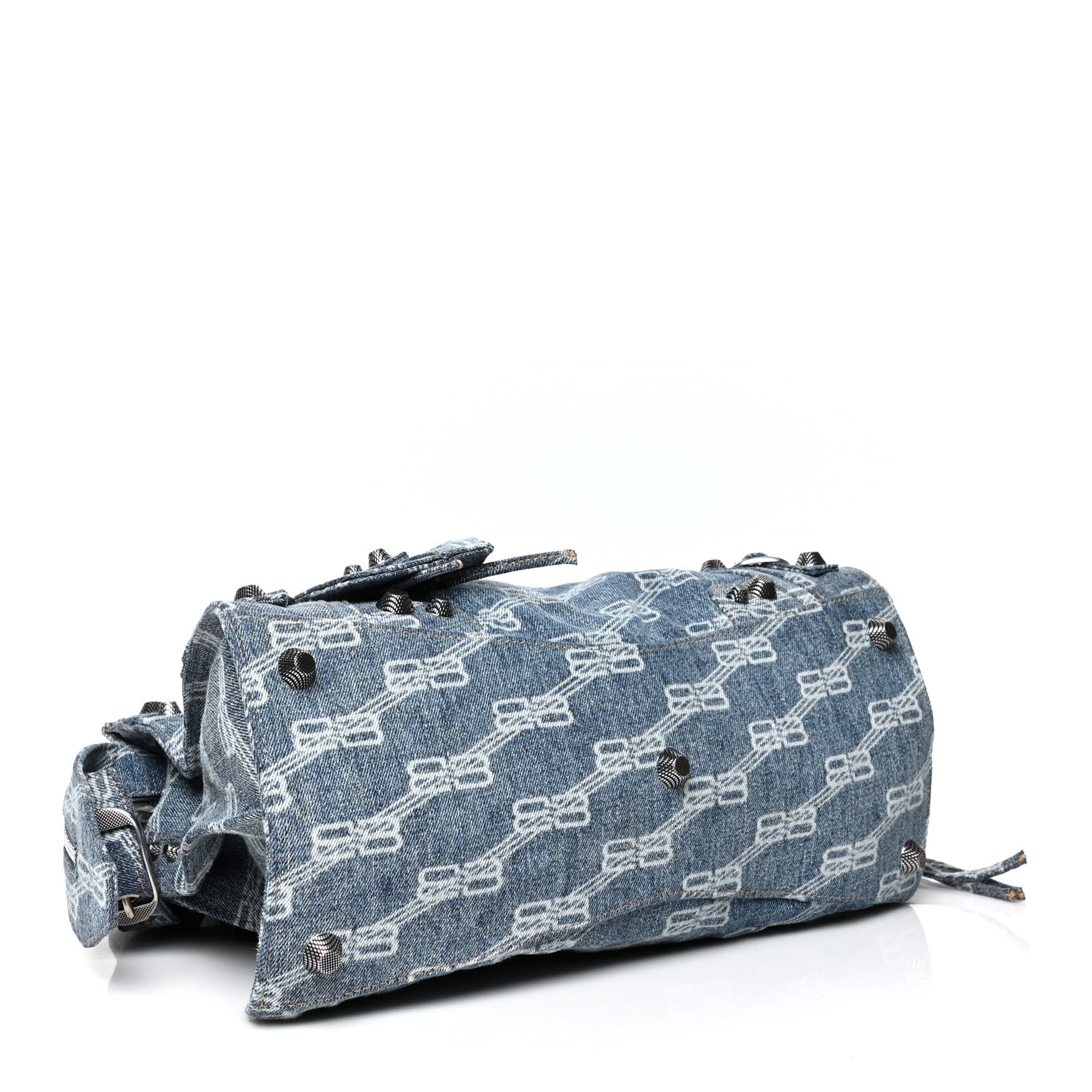 Balenciaga Denim BB Monogram Neo Cagole City Handbag Blue 4 of 10