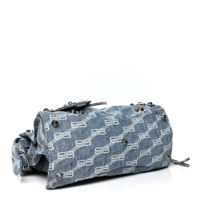 Balenciaga Denim BB Monogram Neo Cagole City Handbag Blue 4 of 10
