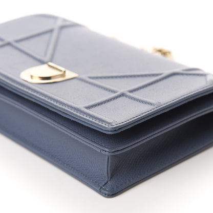 Christian Dior Grained Calfskin Diorama Wallet on Chain Pouch Denim Blue 7 of 11