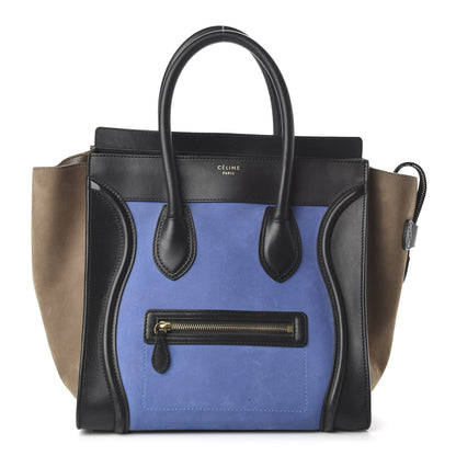 Celine Nubuck Smooth Calfskin Mini Tri-Color Luggage Royal Blue 1 of 10
