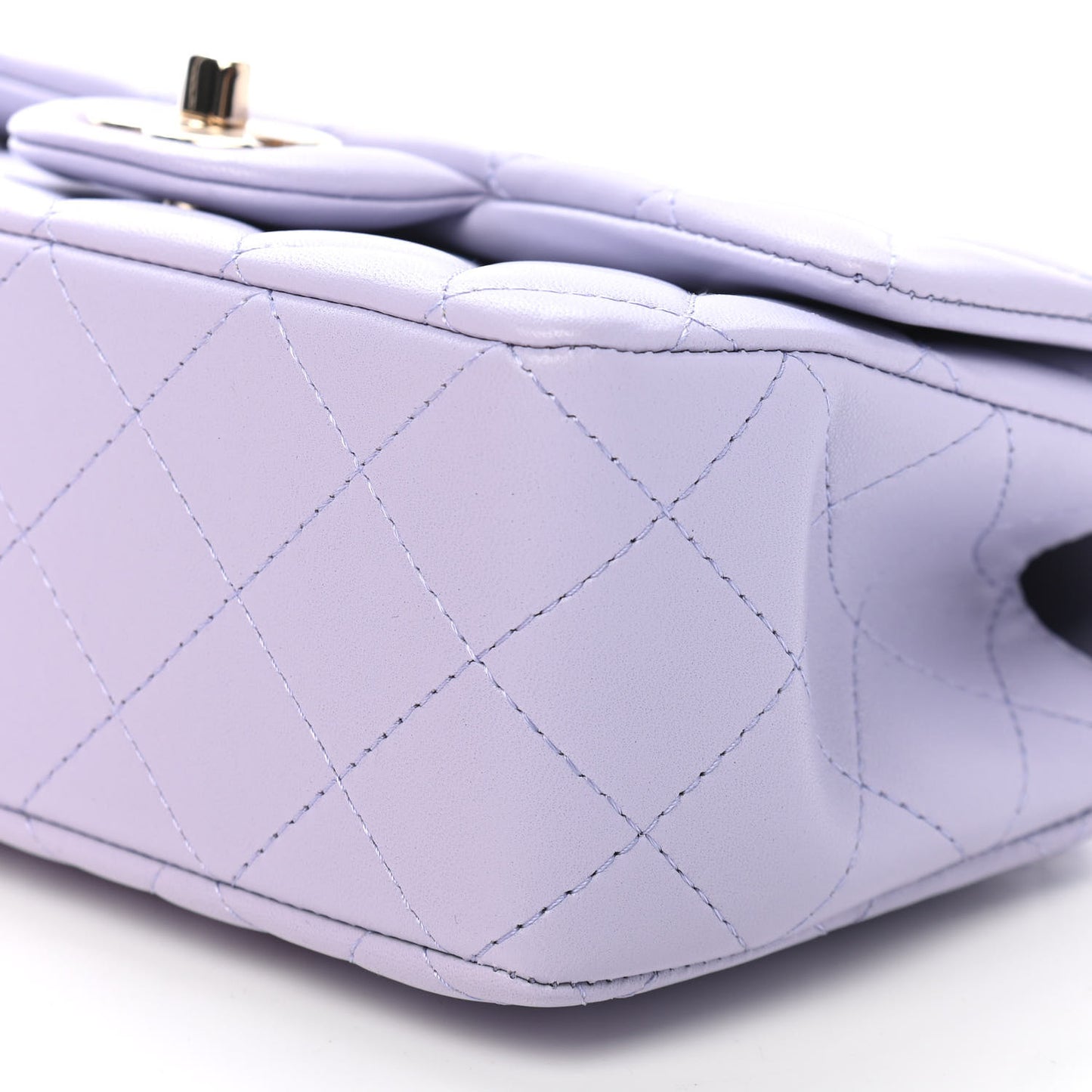 Lambskin Quilted Mini Top Handle Rectangular Flap Light Purple