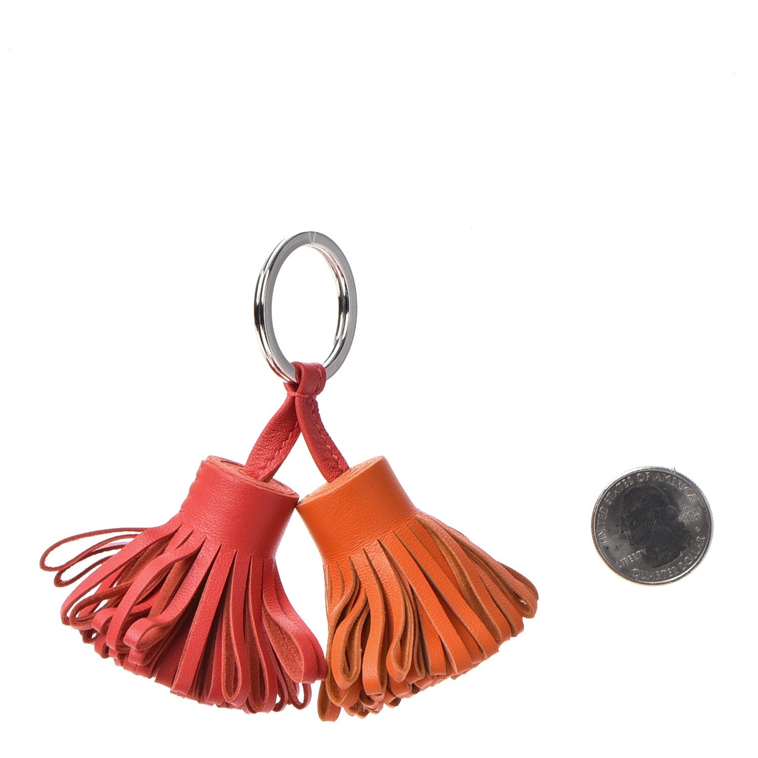 Hermes Lambskin Carmen Uno-Dos Key Holder Feu Rose Jaipur 2 of 4