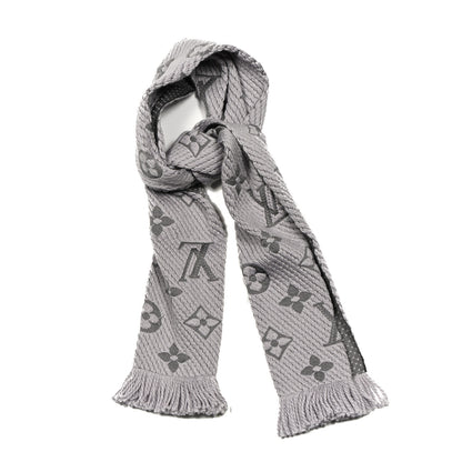 Louis Vuitton Wool Silk Logomania Scarf Pearl Grey 1 of 3