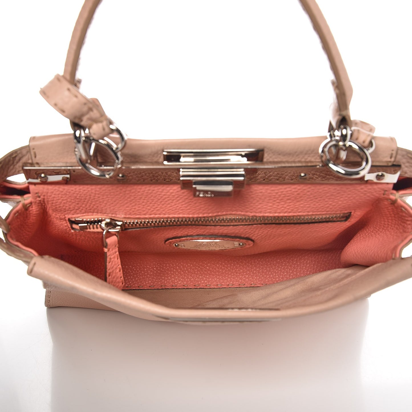 Cuoio Romano Selleria Bi-Color Medium Peekaboo Iconic Satchel Rosa Plaster Pesca