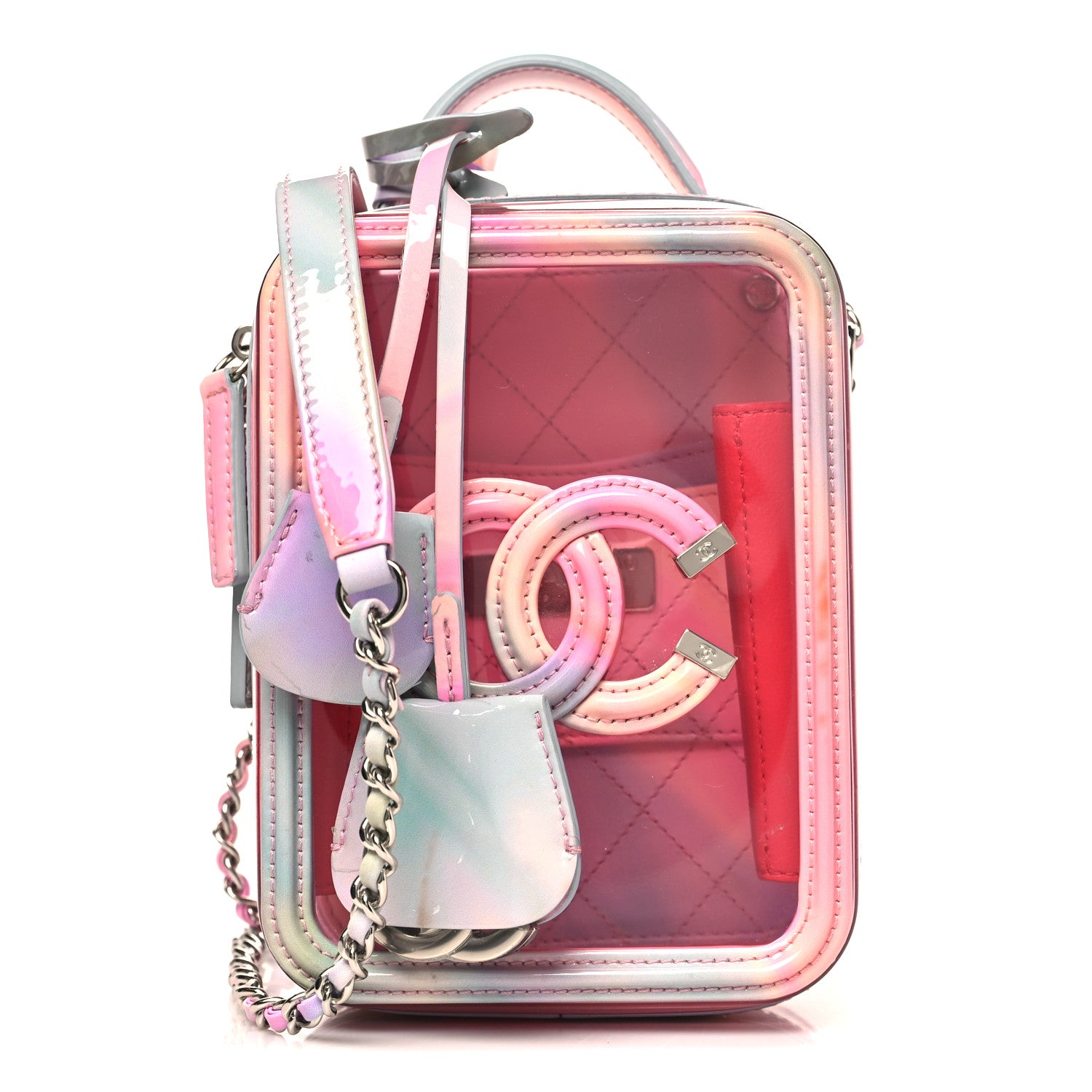 Chanel PVC Patent Calfskin Patent Lambskin Vertical Vanity Case Pink 1 of 12