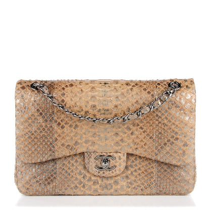 Chanel Python Jumbo Double Flap Brown 1 of 9