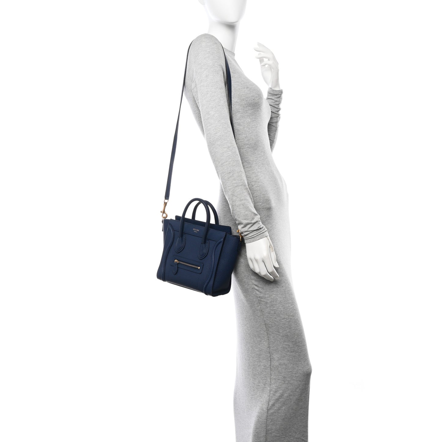 Drummed Calfskin Nano Luggage Deep Blue