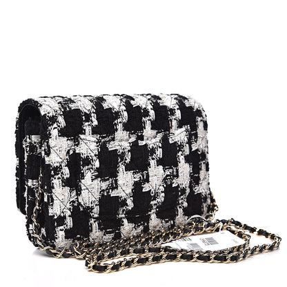 Chanel Tweed Quilted Wallet On Chain WOC Black Ecru White 3 of 11
