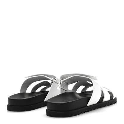 Hermes Calfskin Womens Chypre Sandals 37.5 White 5 of 8