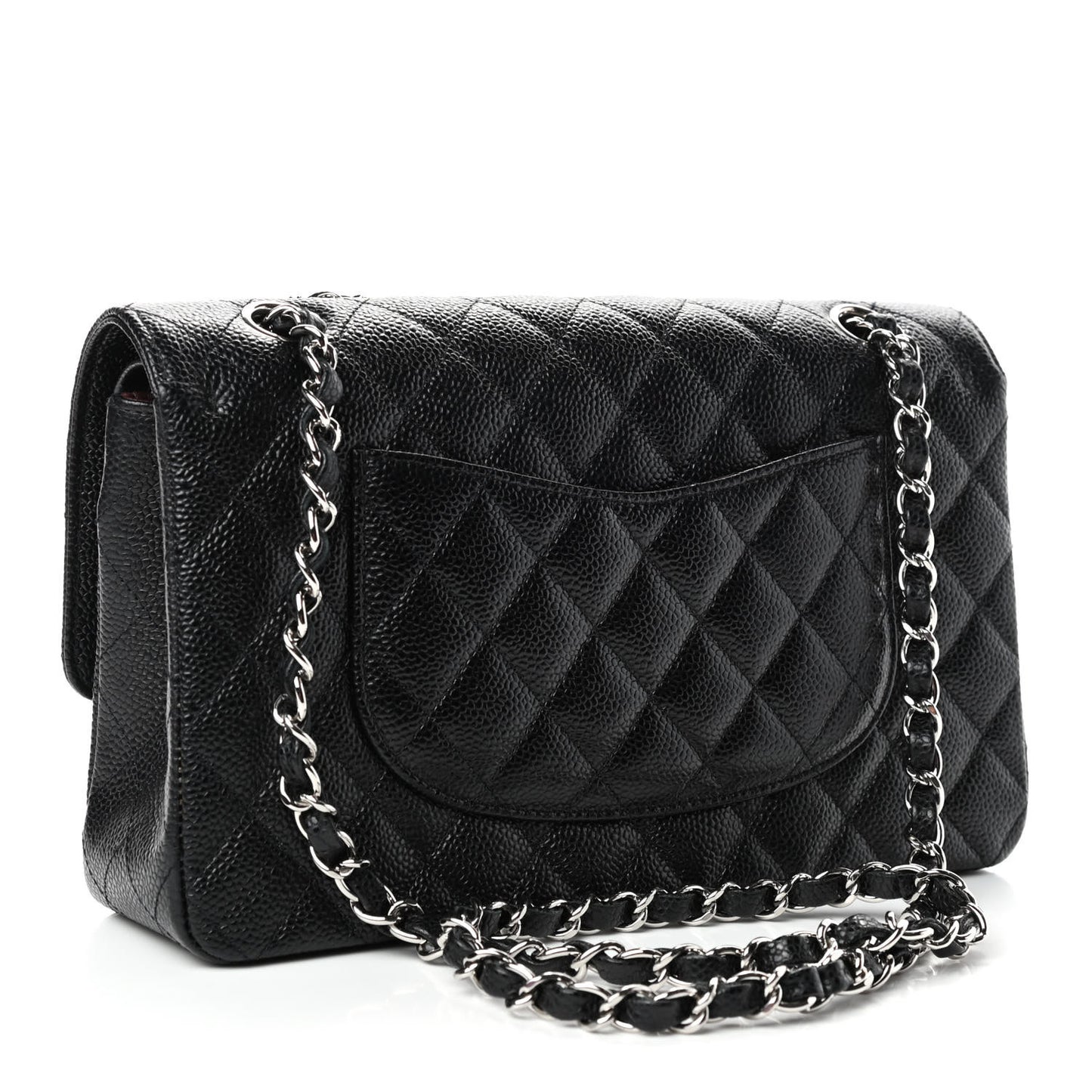 Caviar Quilted Medium Double Flap Black