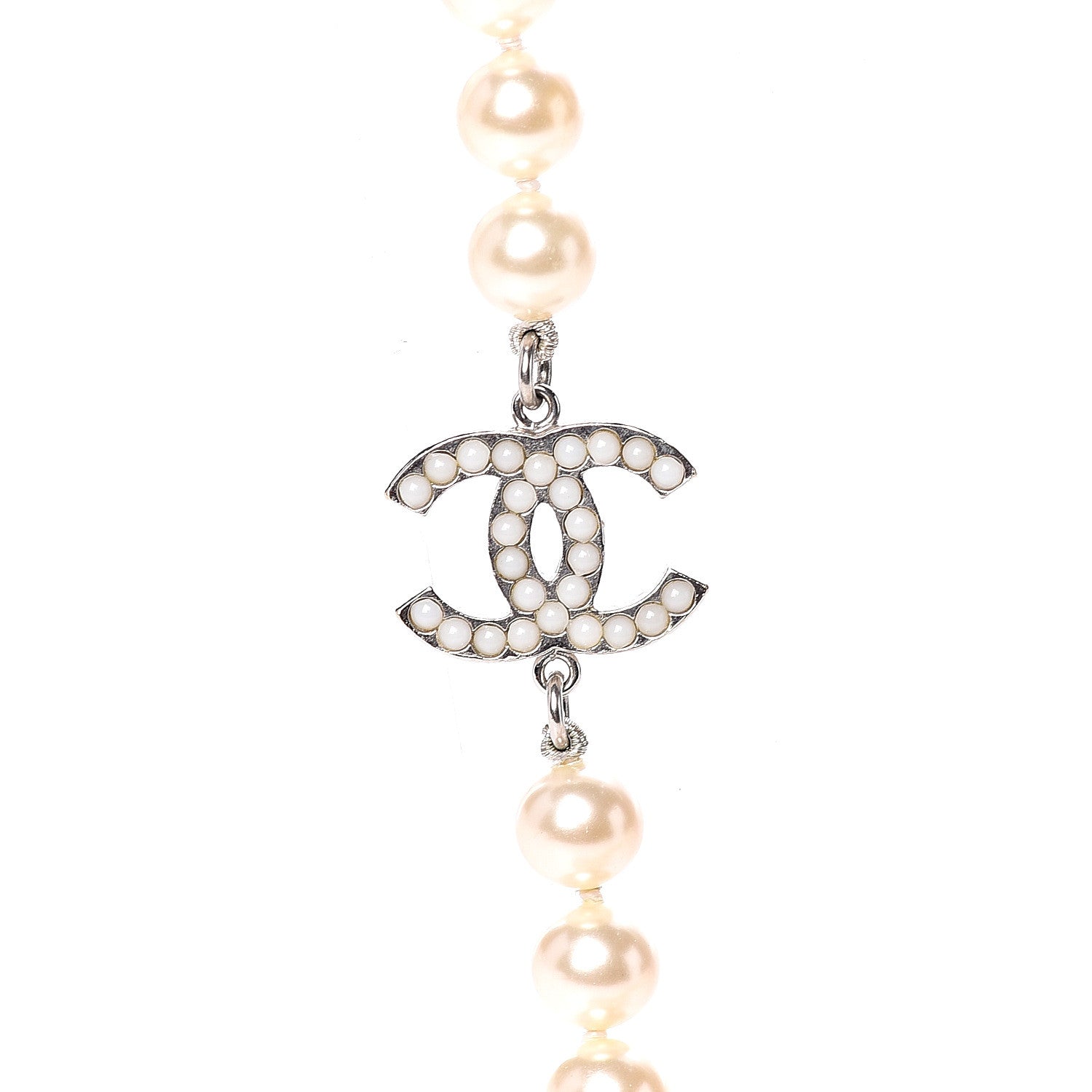 Chanel Pearl CC Long Necklace Silver 6 of 6