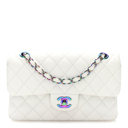 Chanel Caviar Quilted Rainbow CC Small Double Flap White 1 of 10