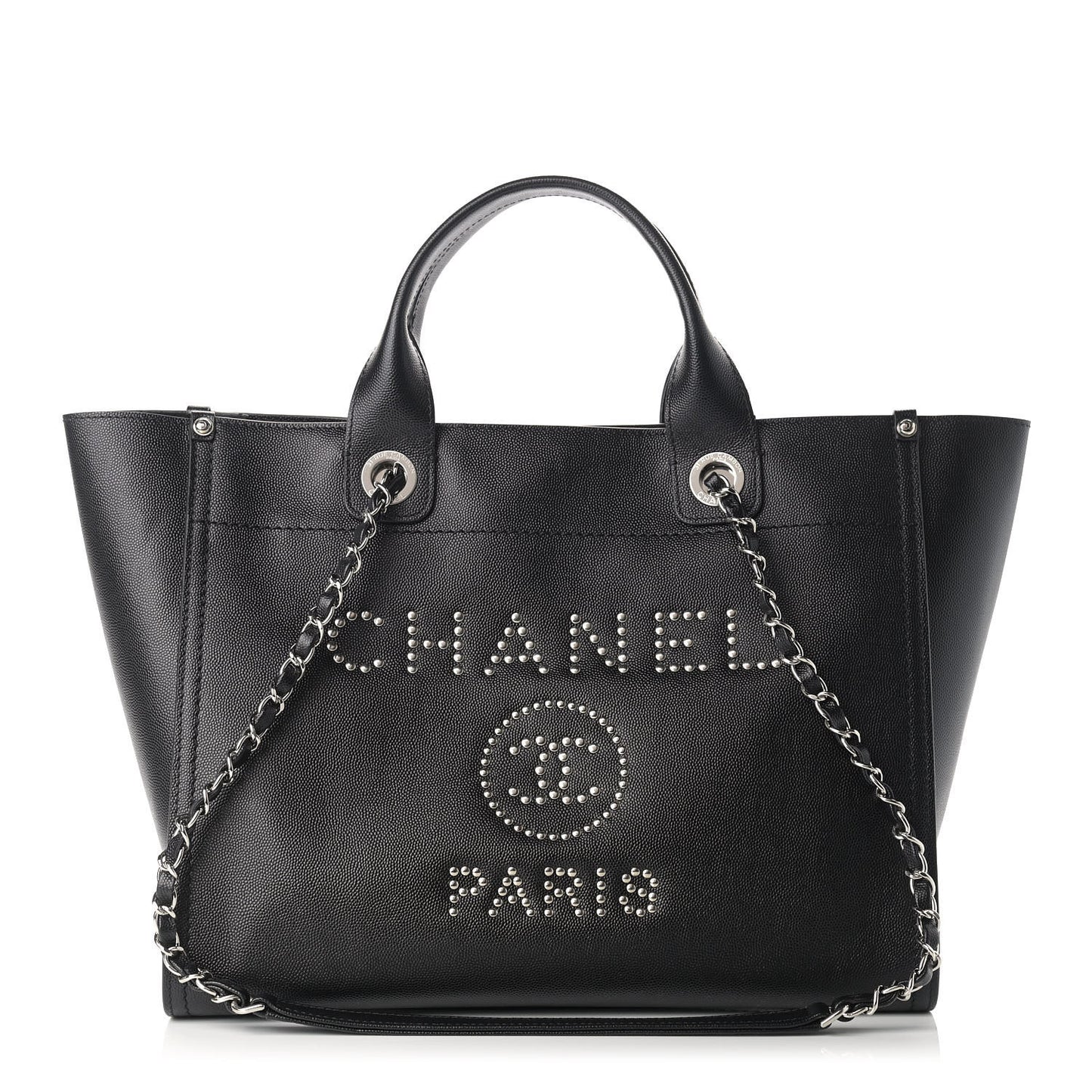 Caviar Small Studded Deauville Tote Black