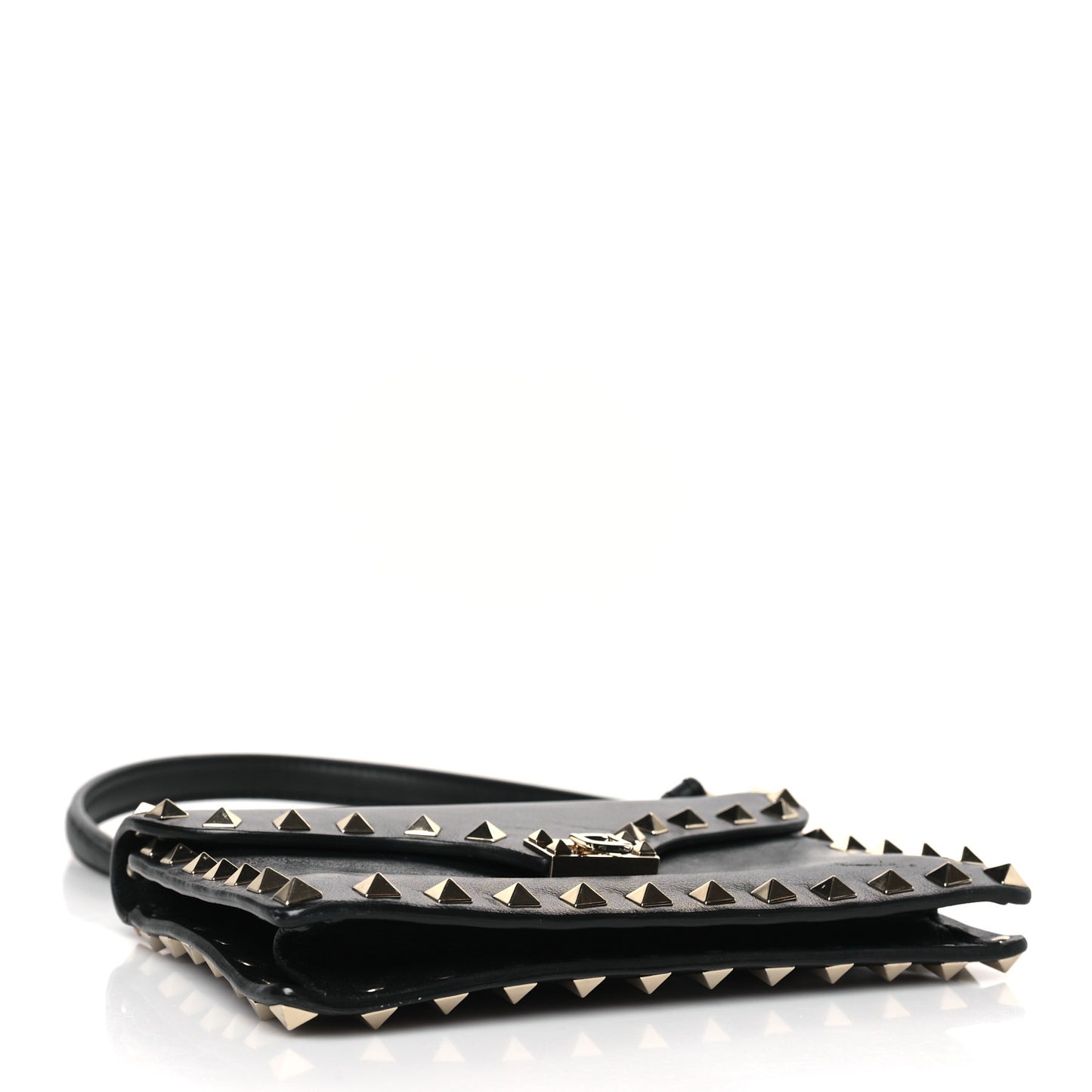 Vitello Mini Rockstud Shoulder Flap Bag Black
