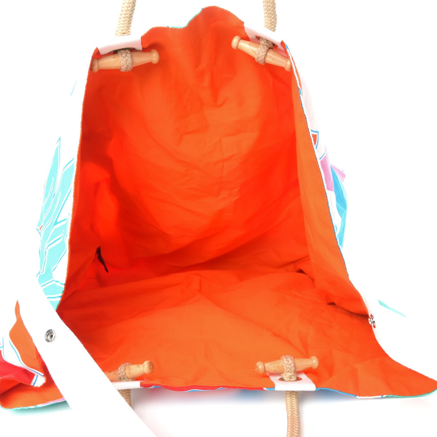 Cotton Canvas Jeux D Animaux Beach Tote Bleu Orange