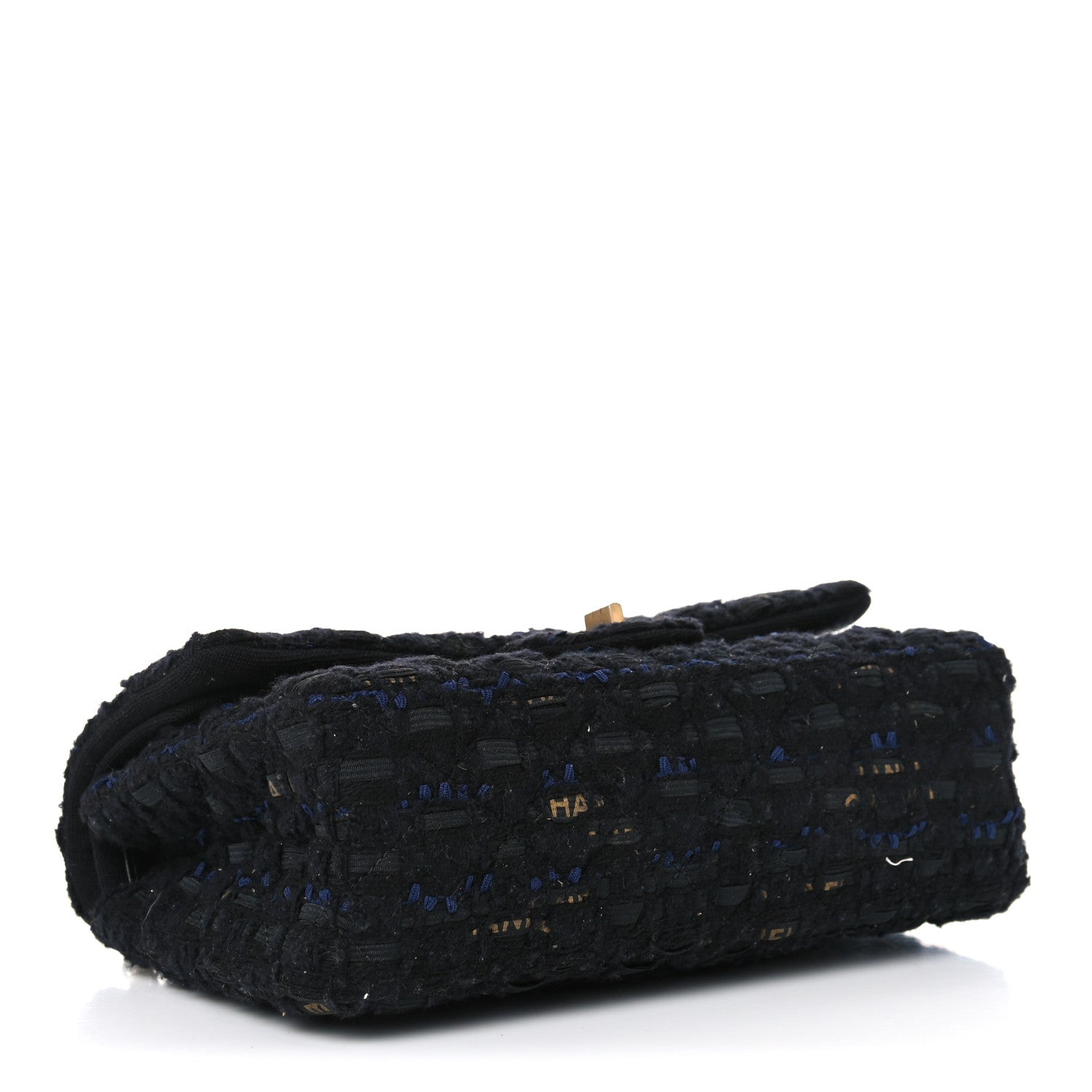 Chanel Tweed Quilted 2.55 Reissue 225 Flap Black Gold Navy 4 of 11