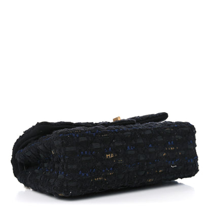 Chanel Tweed Quilted 2.55 Reissue 225 Flap Black Gold Navy 4 of 11