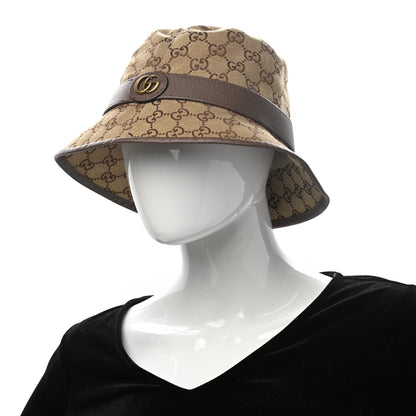 Gucci Monogram Textured Dollar Calfskin GG Jago Bucket Hat M Cacao Beige 2 of 9