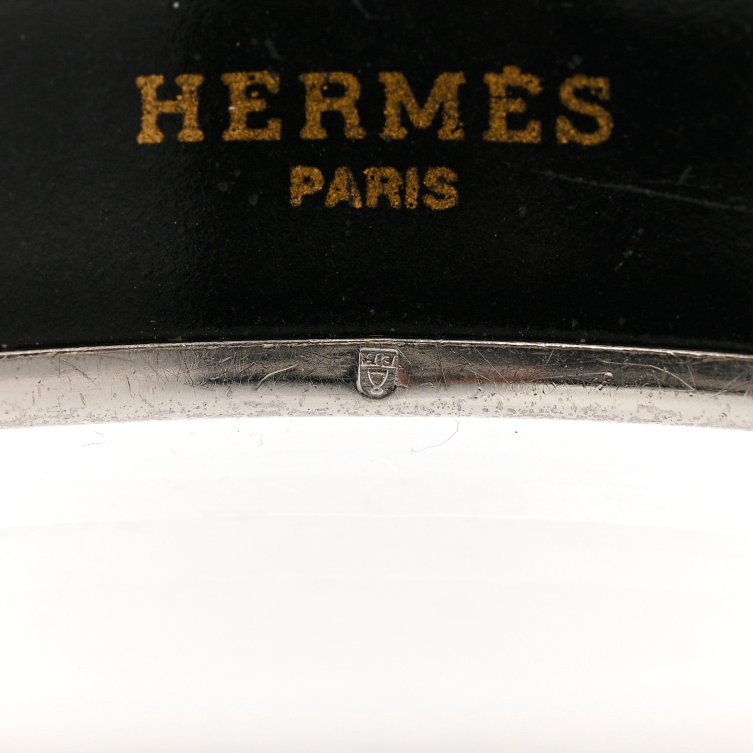 Hermes Enamel Printed Medium Caleche Bracelet 62 Black 4 of 7