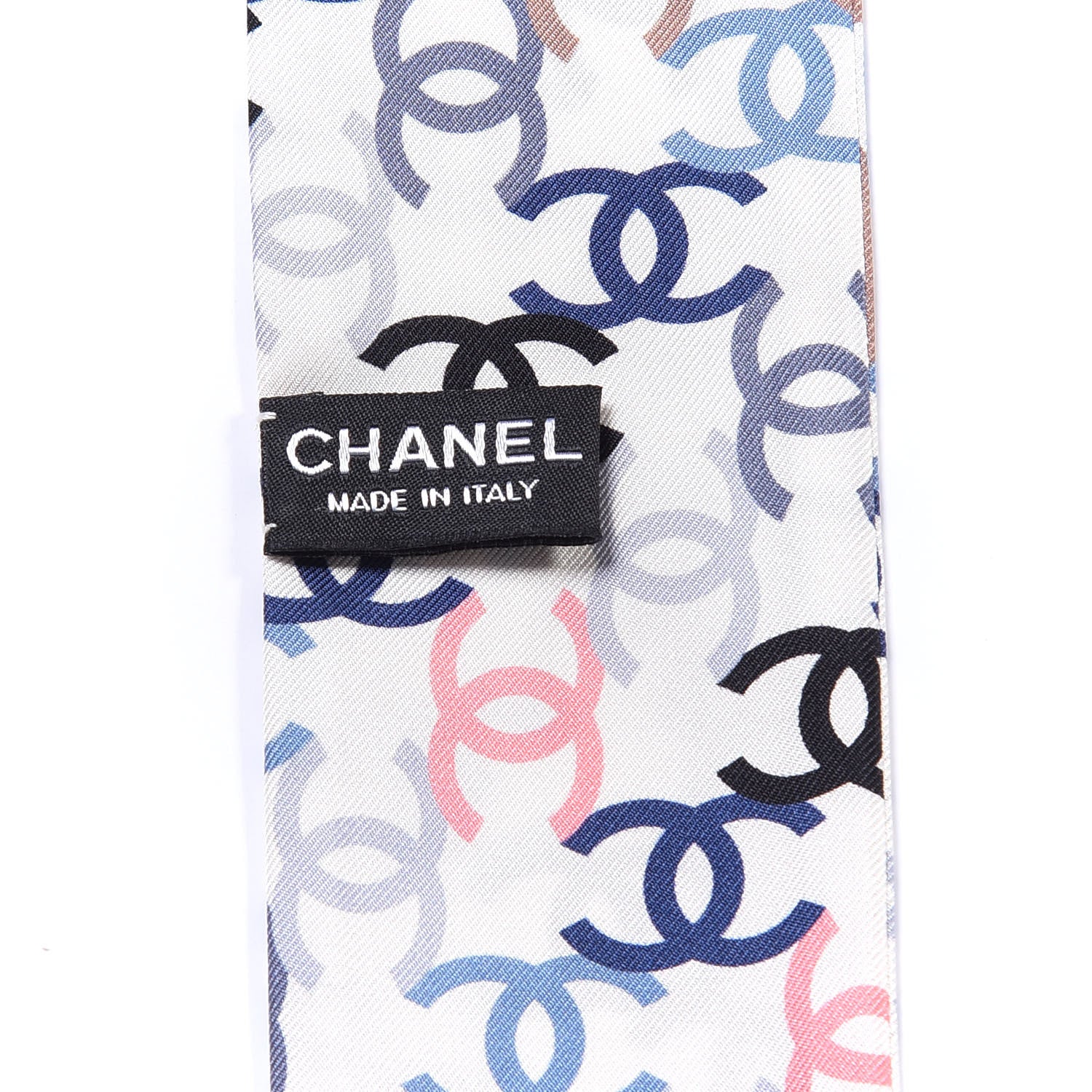 Chanel Silk Twill CC Slim Bandeau Scarf Ecru Multicolor 3 of 3