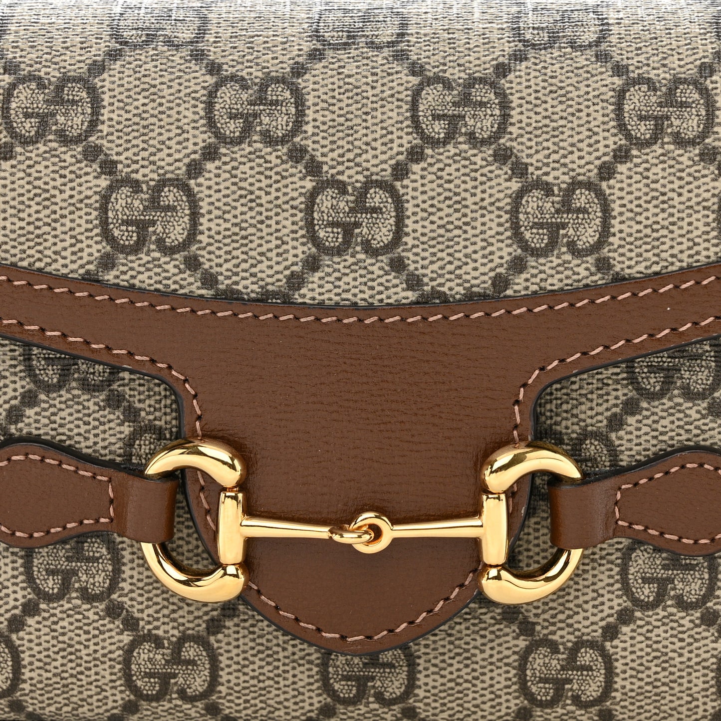 GG Supreme Monogram Mini Horsebit 1955 Shoulder Bag Beige Brown Sugar