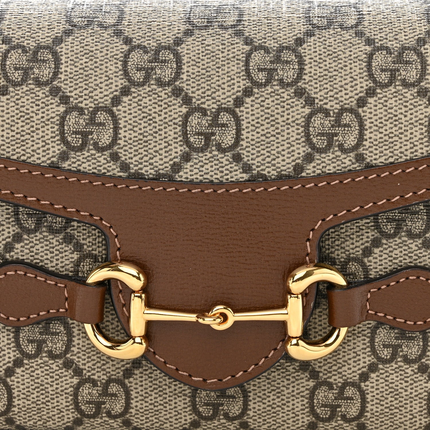 Gucci GG Supreme Monogram Mini Horsebit 1955 Shoulder Bag Beige Brown Sugar 8 of 11
