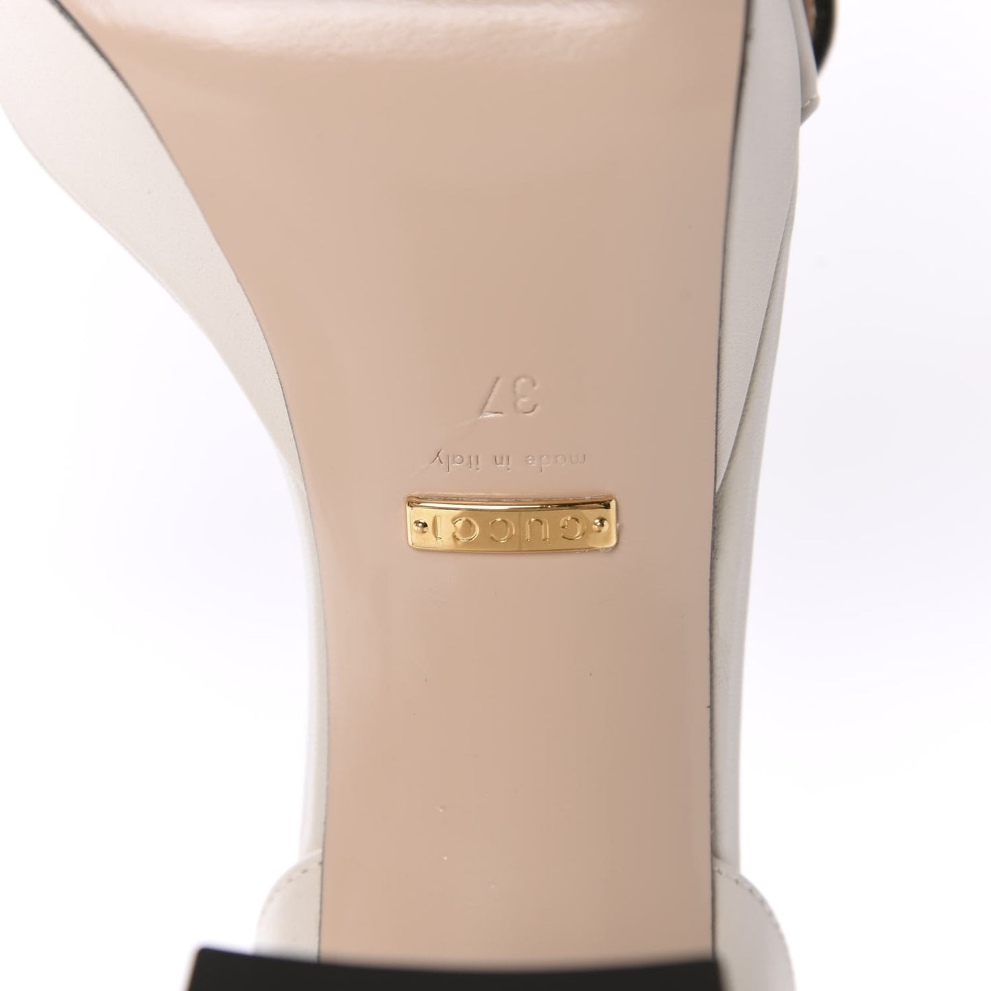 Calfskin GG Marmont Ankle Wrap 30/85mm Platform Sandals 37 Mystic White