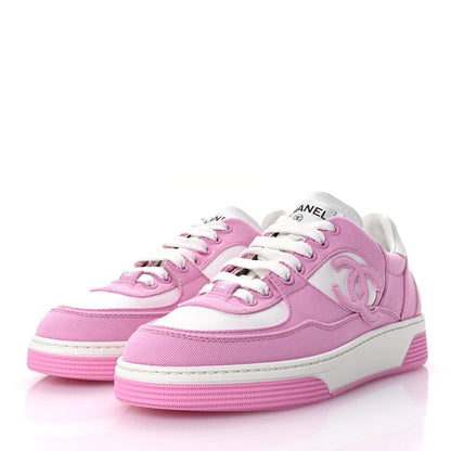Chanel Cotton Sneakers 37 Pink White 4 of 9