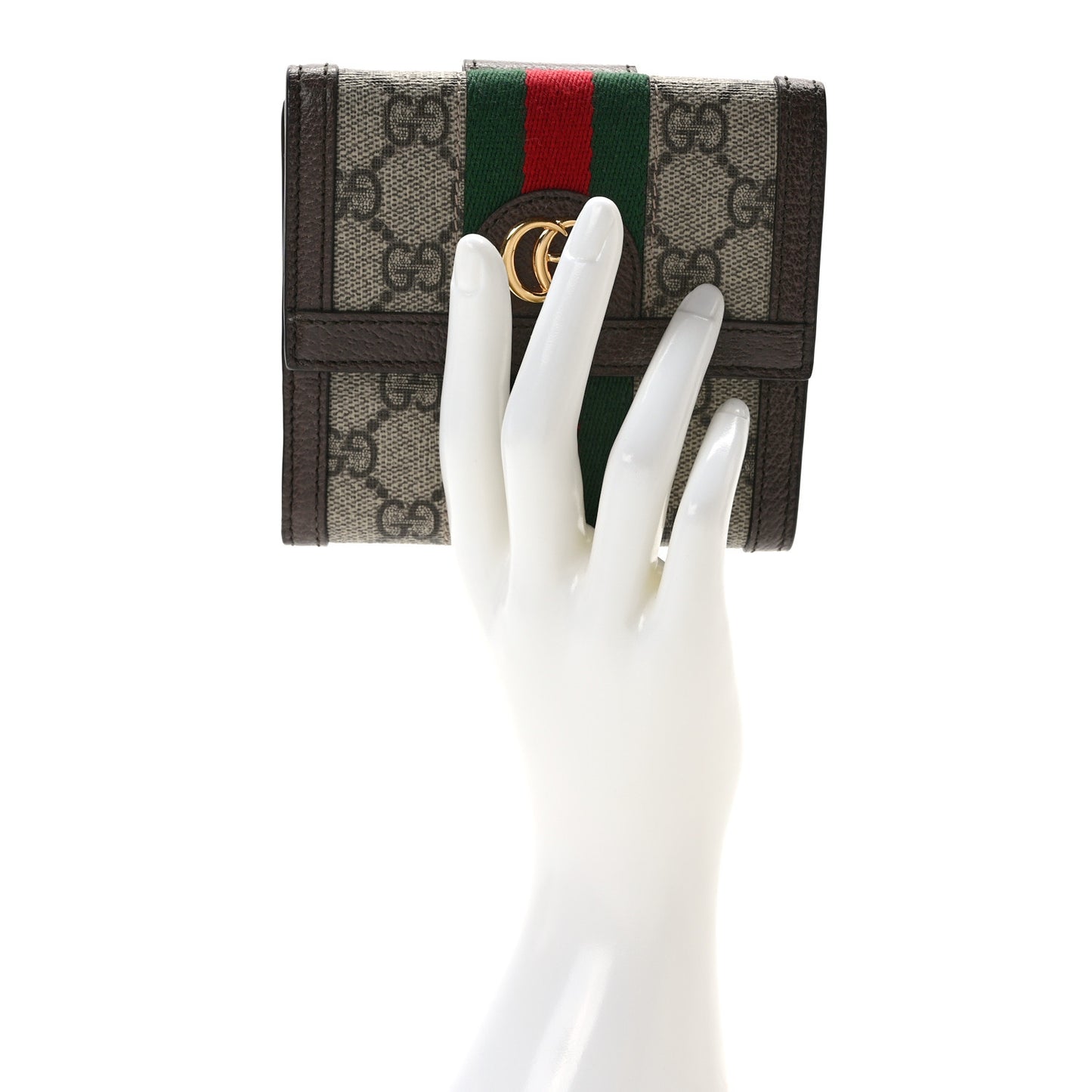 GG Supreme Monogram Web Ophidia French Flap Wallet Beige New Acero