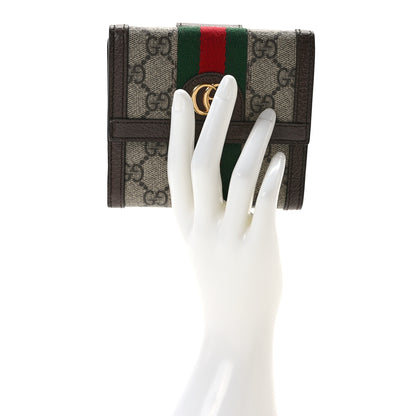 Gucci GG Supreme Monogram Web Ophidia French Flap Wallet Beige New Acero 2 of 6