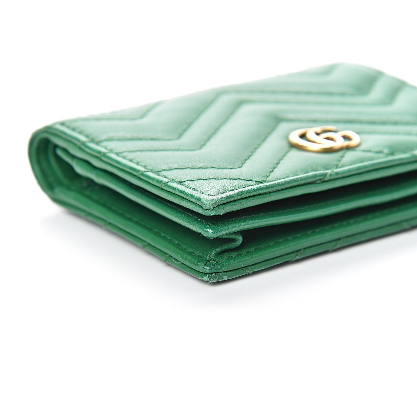 Calfskin Matelasse GG Marmont Card Case Wallet Emerald