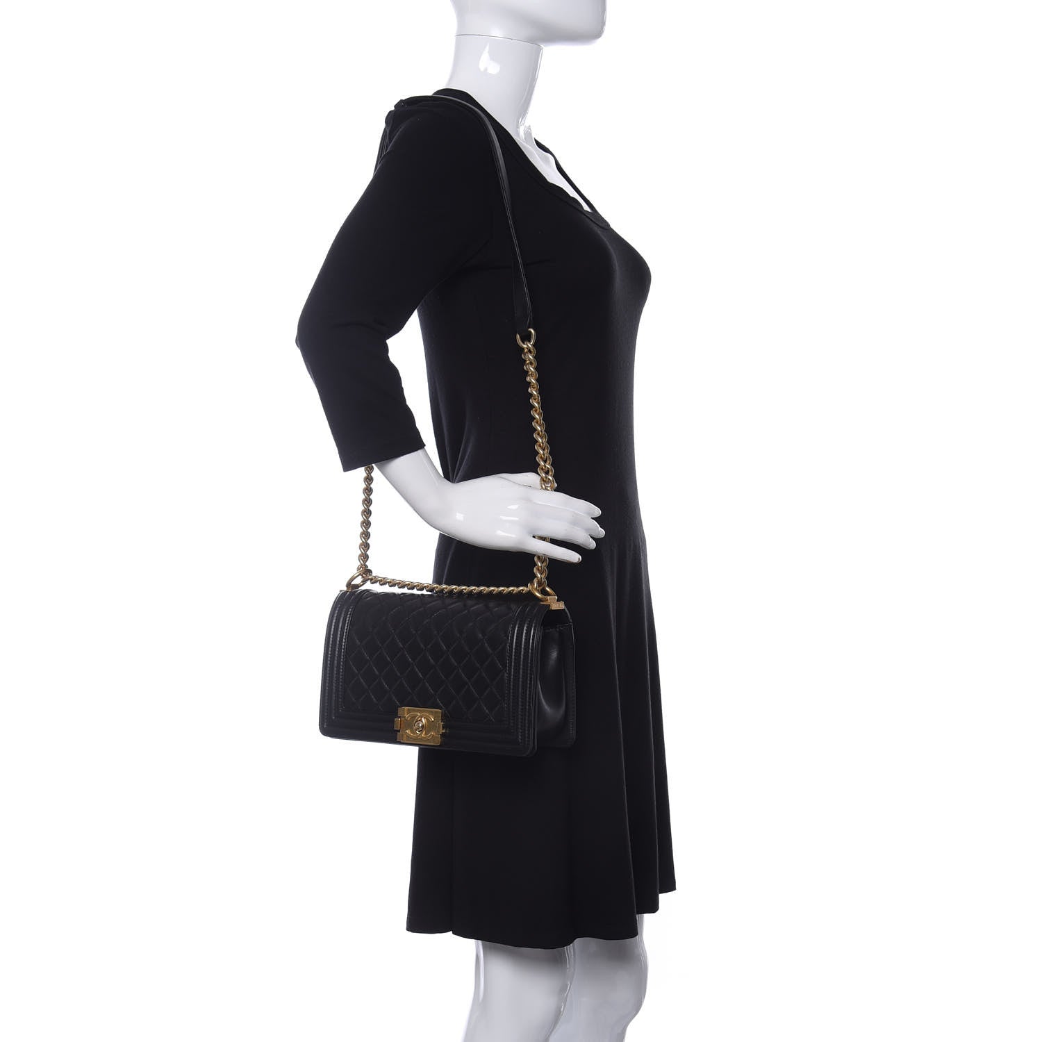 Chanel Lambskin Quilted Medium Boy Flap Black 2 of 10