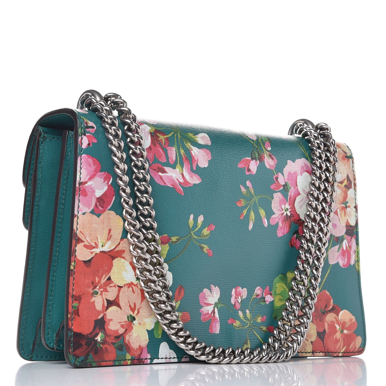 Gucci Calfskin Blooms Print Small Dionysus Shoulder Bag Bright Emerald Multicolor 4 of 8