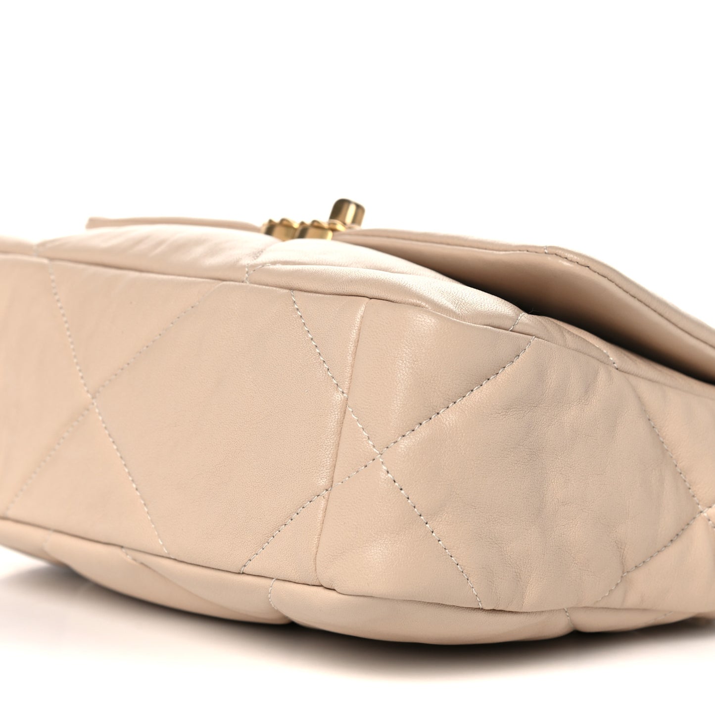 Goatskin Quilted Medium Chanel 19 Flap Beige